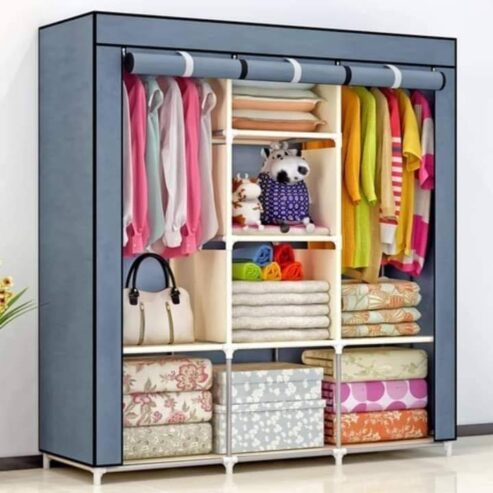 3 column Gray metallic closet